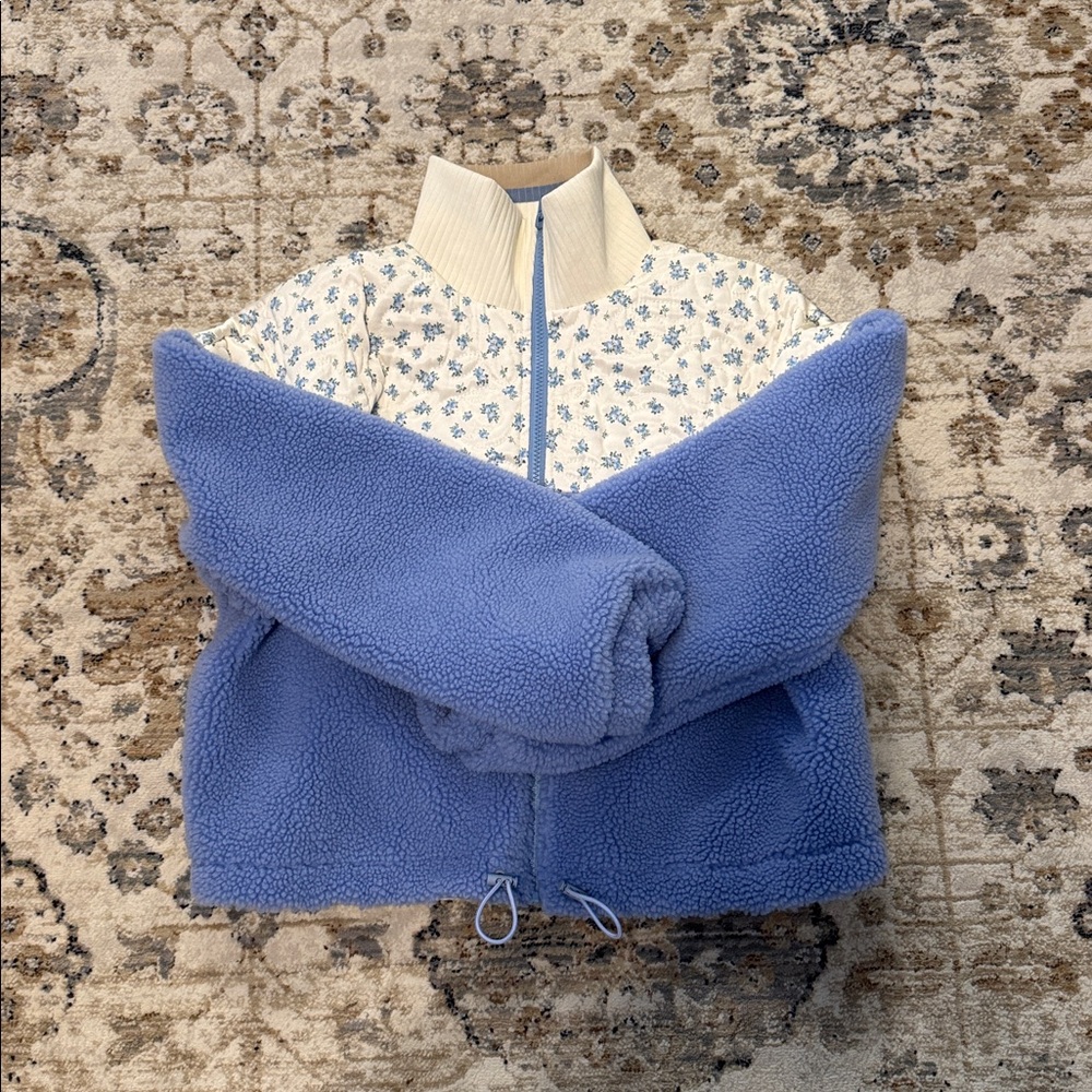 For Love And Lemons Floral Blue and White Top